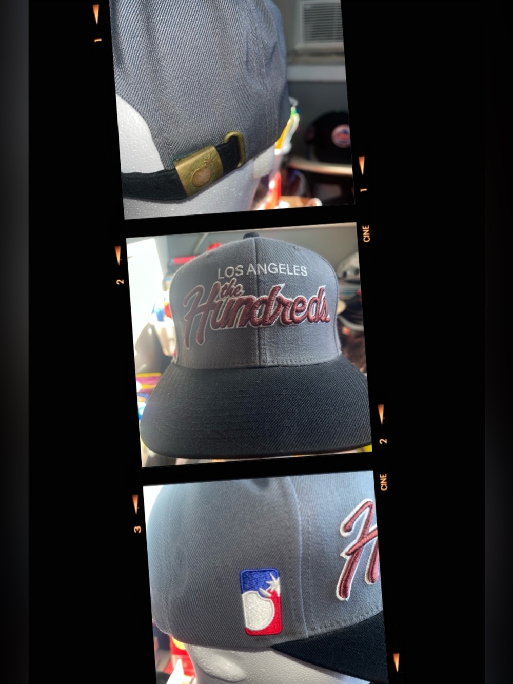 The Hundreds Los Angeles Cap Adjustable Retro Black & Grey Adam Bomb Raider Hat